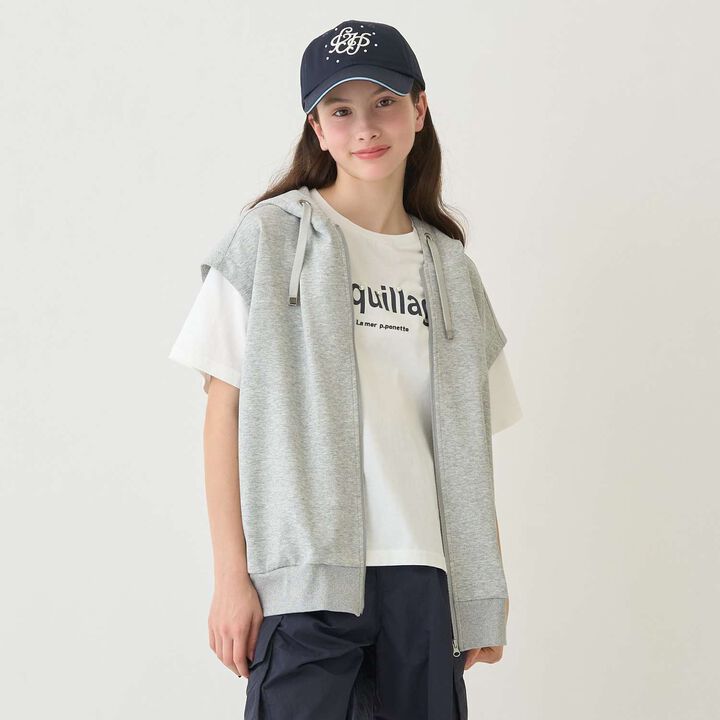 [Sleeveless Parka & T-Shirt Set] [130cm Available],Top gray, medium image number 0
