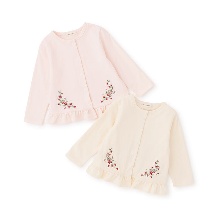 Wild Strawberry Embroidery Cardigan,Pearl white, medium image number 6