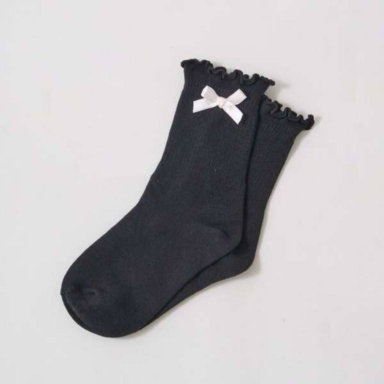Ribbon-Trimmed Melody Crew Socks,Black, large image number 4