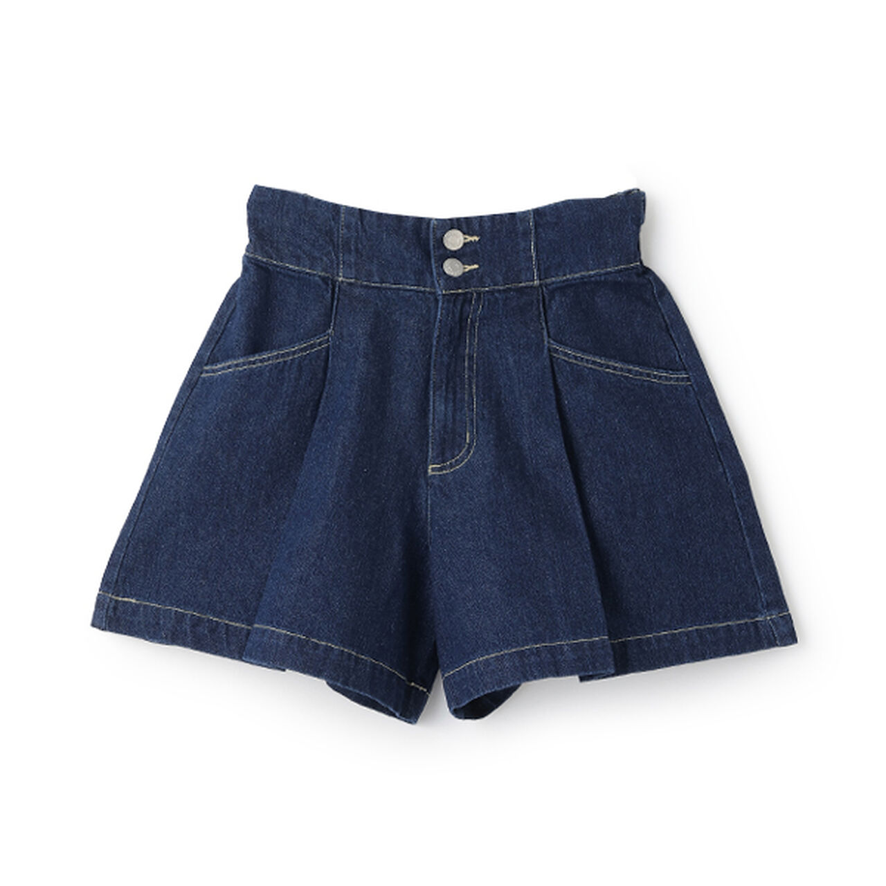 Flattering Tuck Flare Denim Culottes,Blue, large image number 0