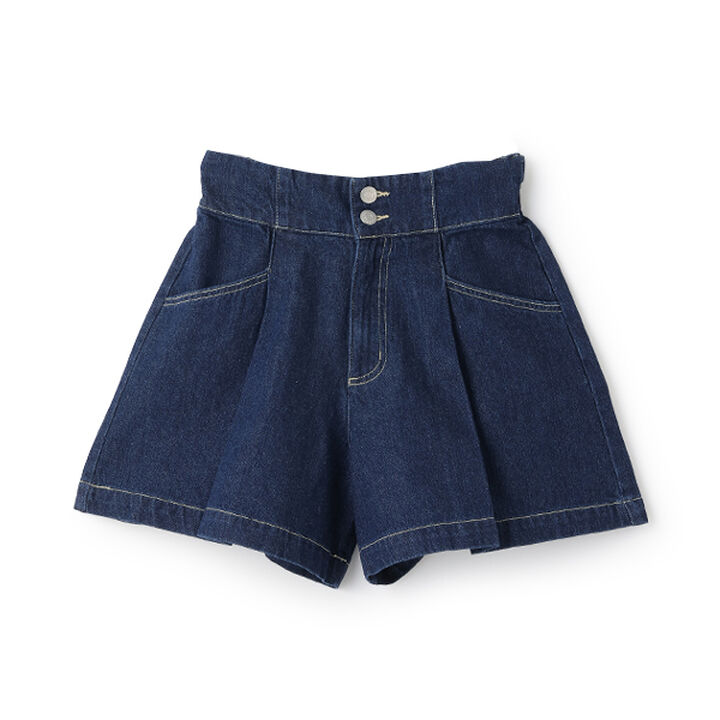 Flattering Tuck Flare Denim Culottes,Blue, medium image number 0