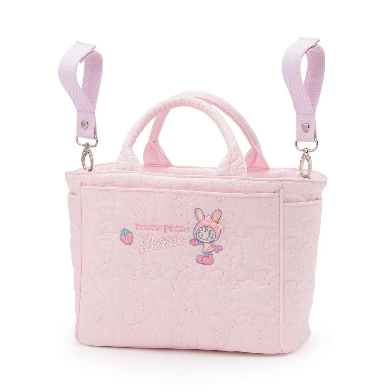[Baby Berie-chan] Strawberry Quilted 2WAY Tote Bag,Light pink, large image number 4