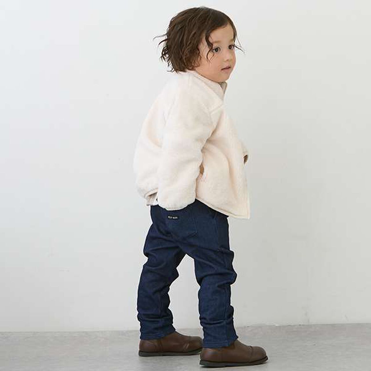 [Smile Series] Boys Brushed-Lining Pants,Navy, large image number 0