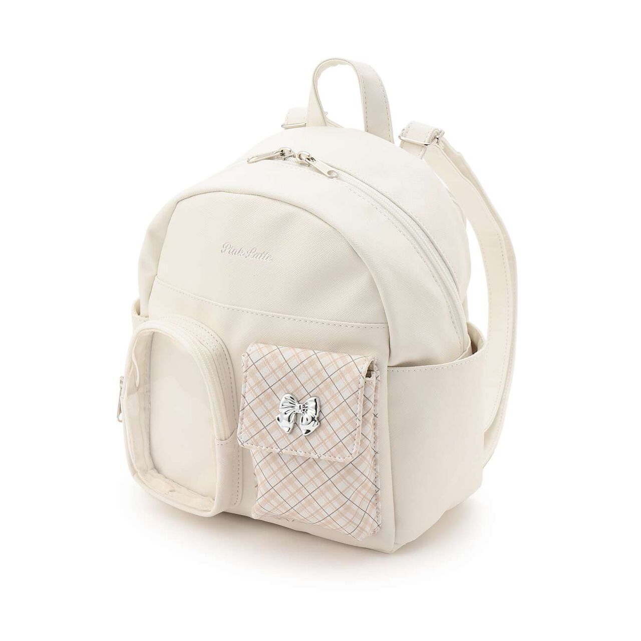 Double Pocket Checkered Backpack,Pink, large image number 15