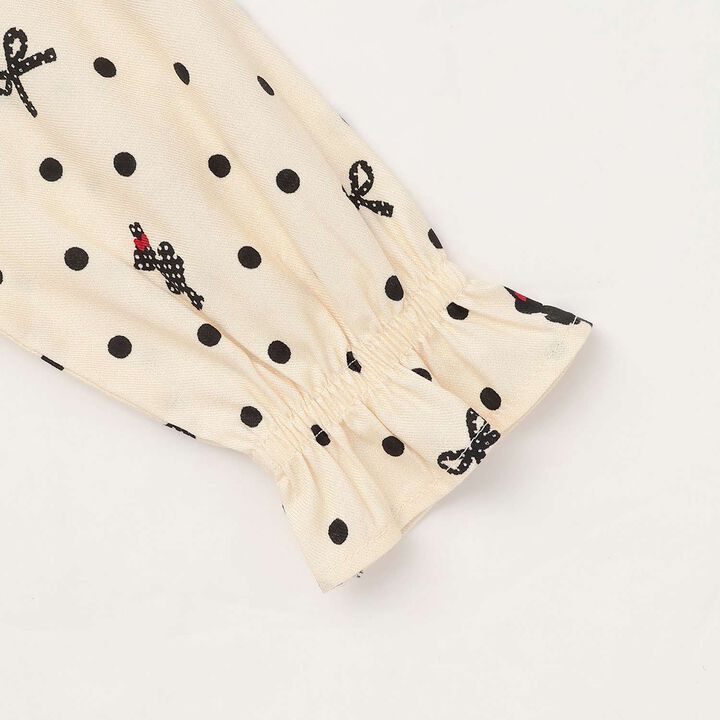 Dot Ribbon Pattern Viera One-Piece Dress [with Tippet],Ivory, medium image number 4