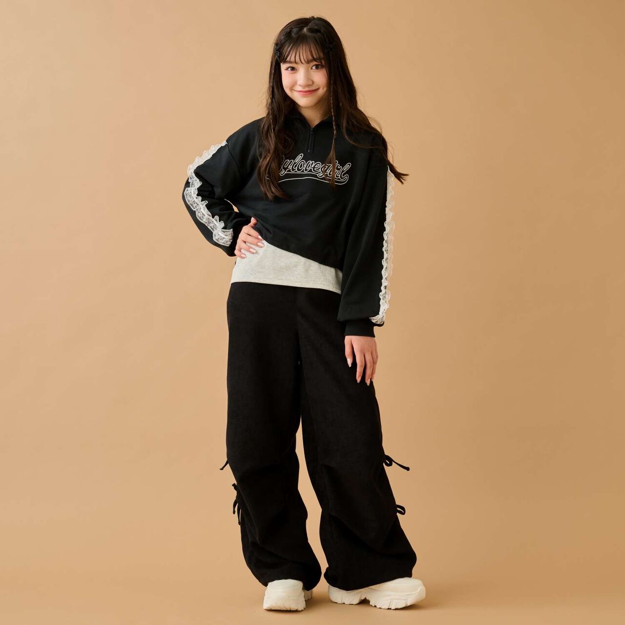 Ribbon Parachute Pants,Ivory, large image number 2