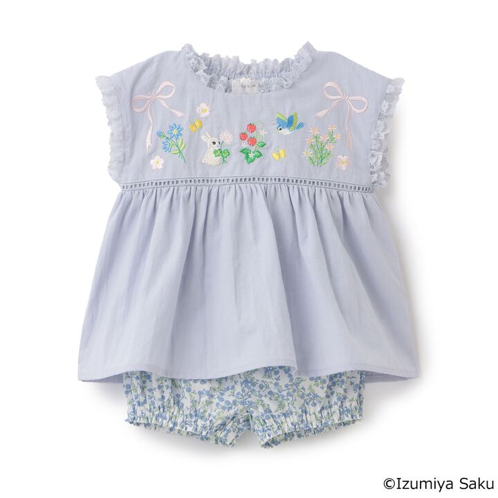 [Izumiya Saku] Motif Embroidery Outfit Set,Light blue, medium image number 2