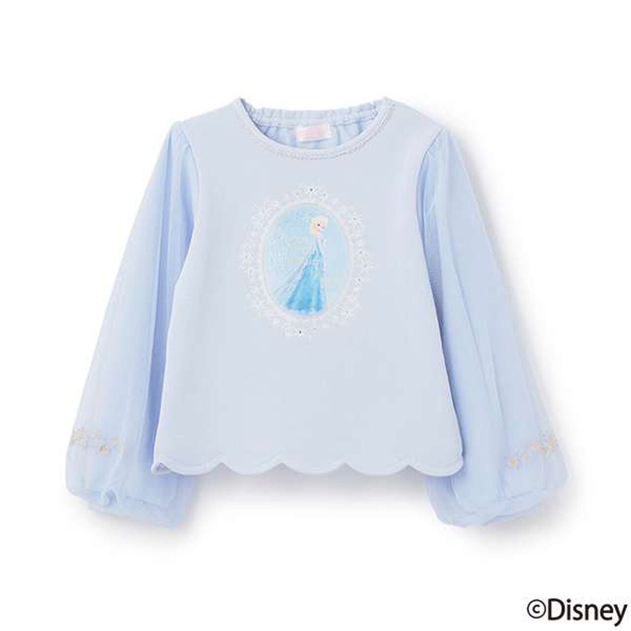 [Frozen] Tulle Sleeve Scallop Trim Sweatshirt,Light blue, large image number 9