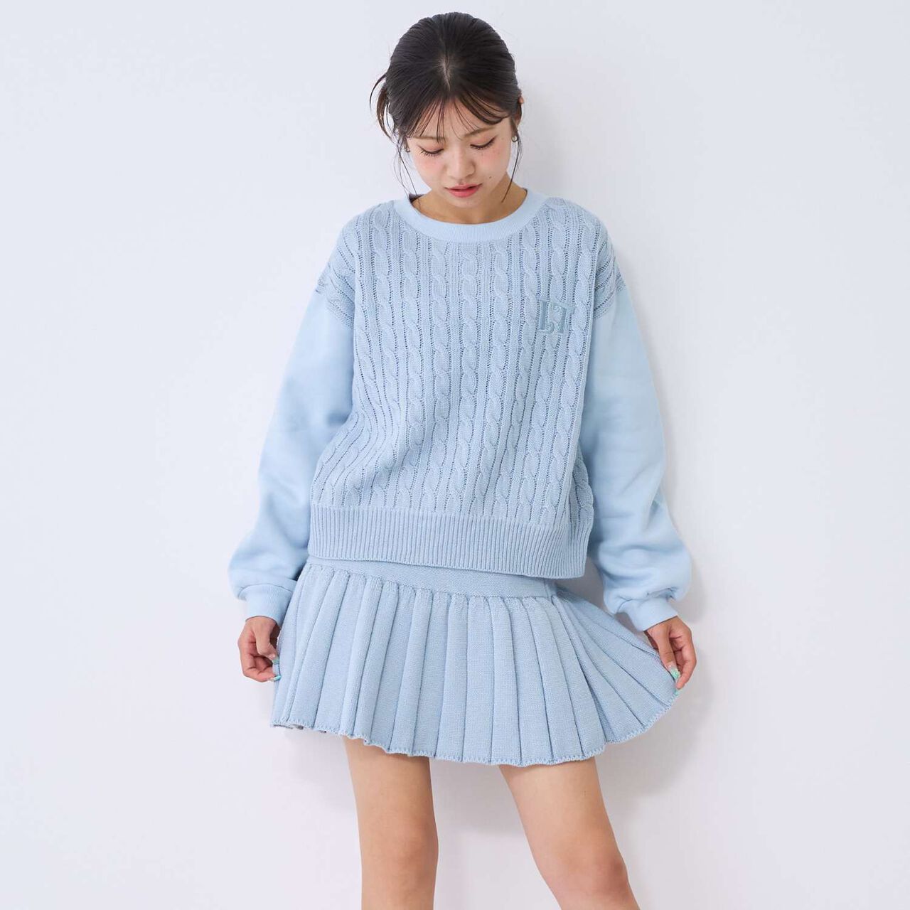 [Washable] Knit Set-Up,Sax blue, large image number 0
