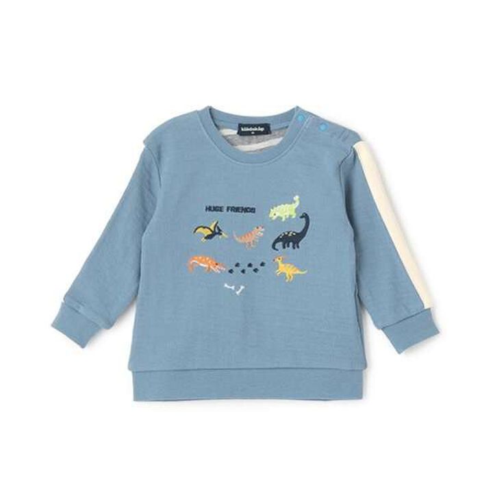 Dinosaur Embroidery Sleeve Line Long-Sleeve T-Shirt,Gray, medium image number 1