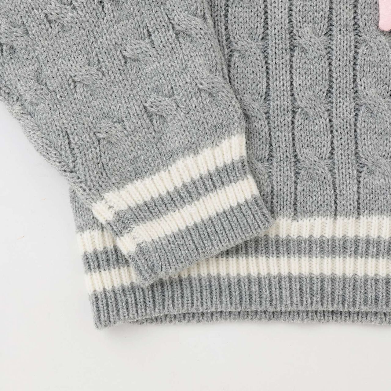 [Machine Washable] Layered Knit with Tie,Navy, large image number 4