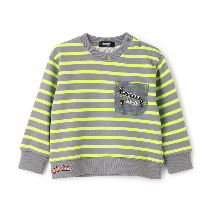 [Popular Item Restocked] Train Stripe Pocket Sweatshirt [Not Available in Stores],, medium