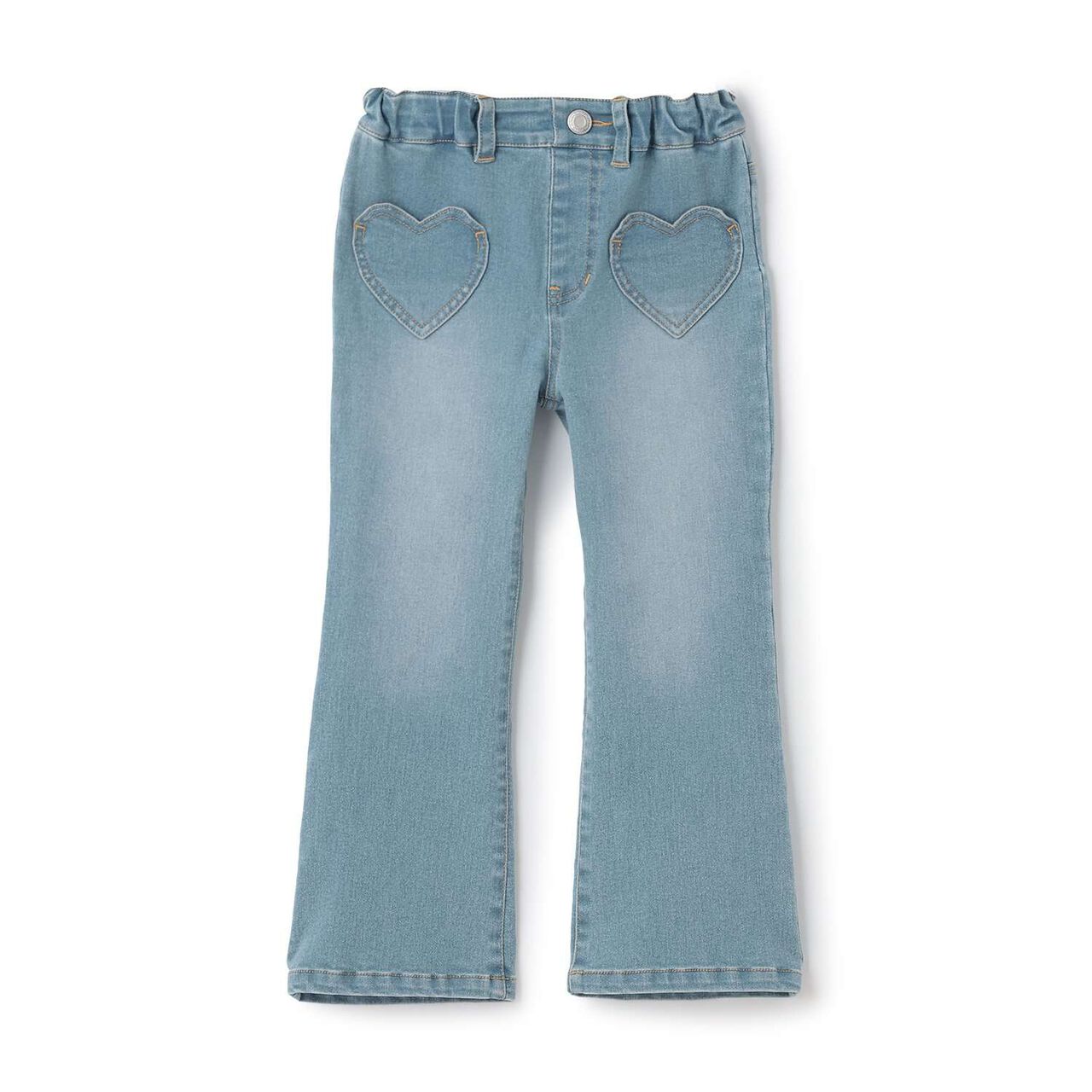 Beautiful Silhouette Stretch Heart Pocket Flare Denim Pants,Blue, large image number 2
