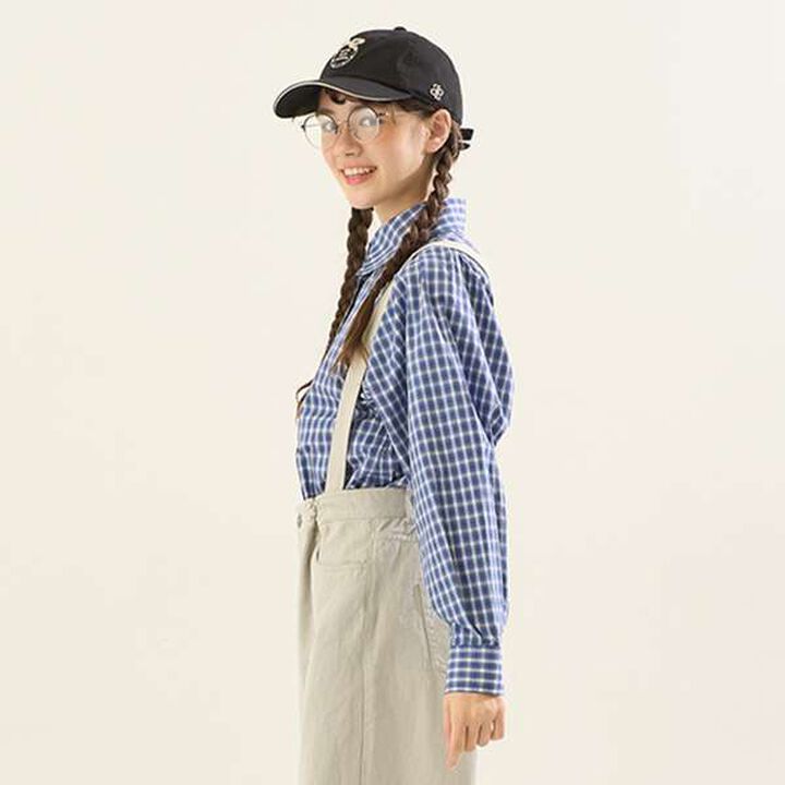 [AMI] Volume Sleeve Check Blouse,Deep blue, medium image number 16