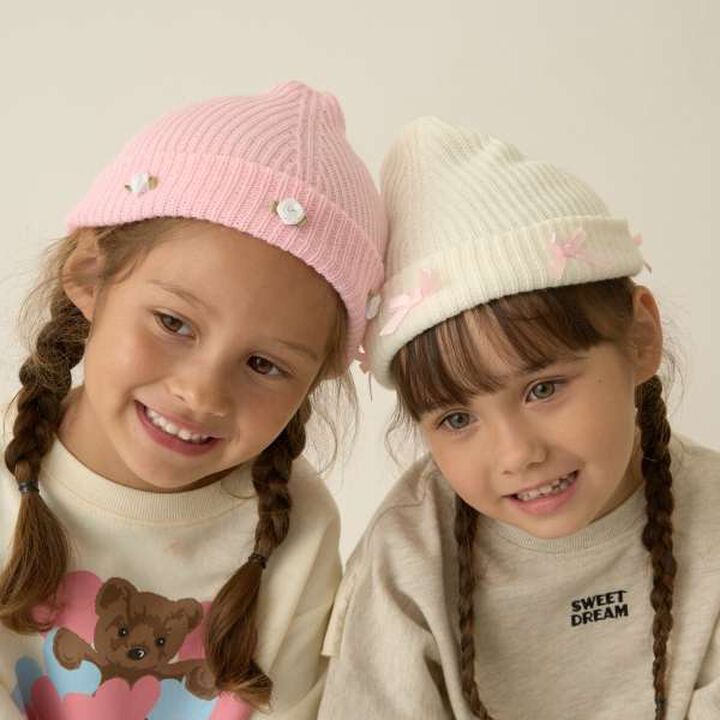 Ribbon Flower Assortment Knit Cap,Sax blue, medium image number 9