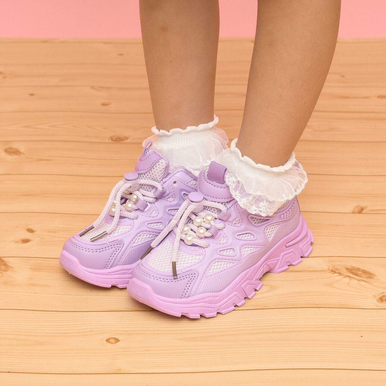 Lace-Trimmed Socks,Pink, large image number 10