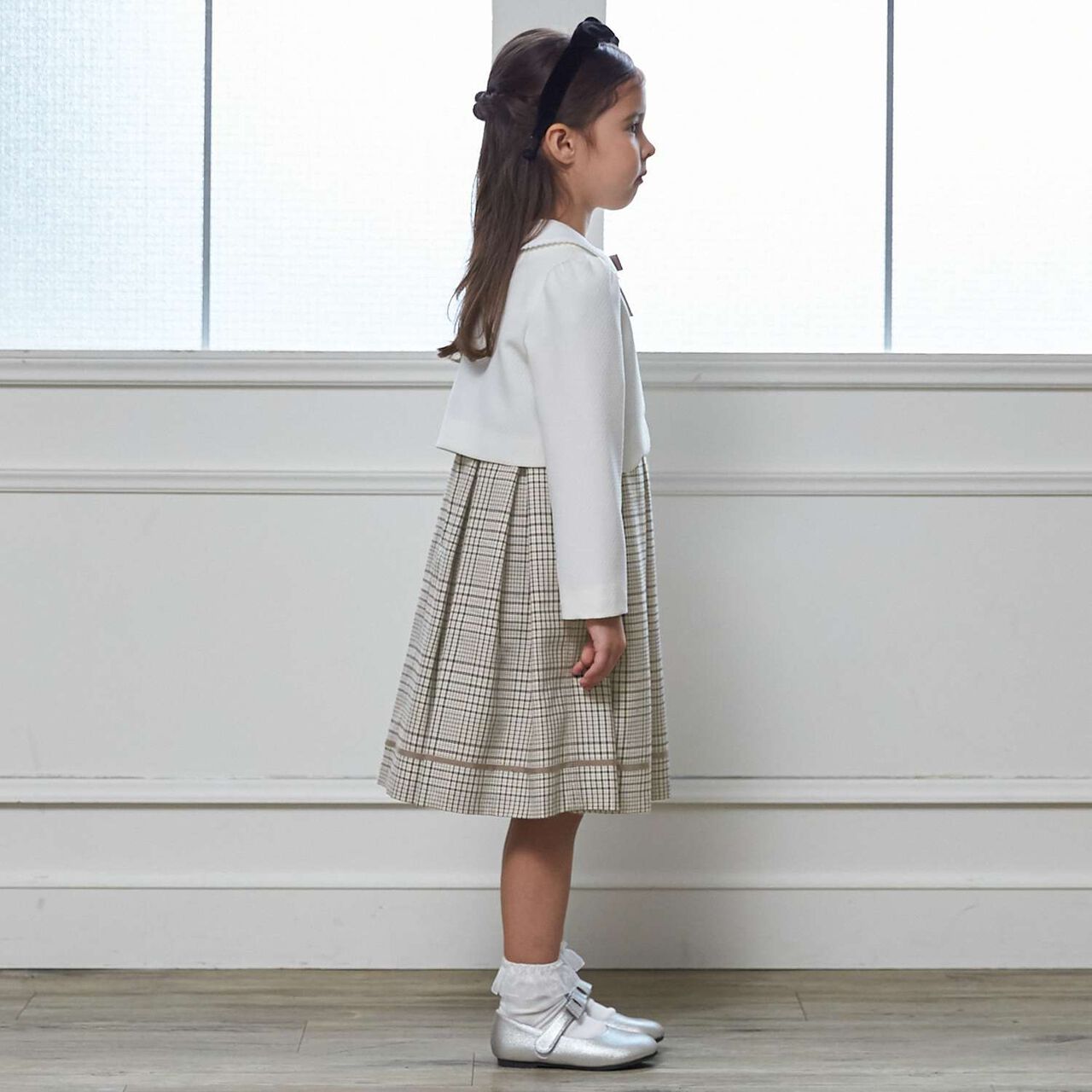 [Formal] Checkered OP + Scallop Trim JK Set,Beige, large image number 3