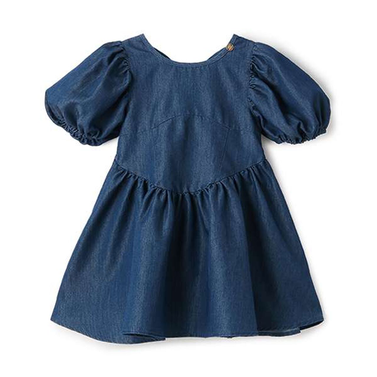 Puff Sleeve Peplum One-Piece Dress,Blue, large image number 9