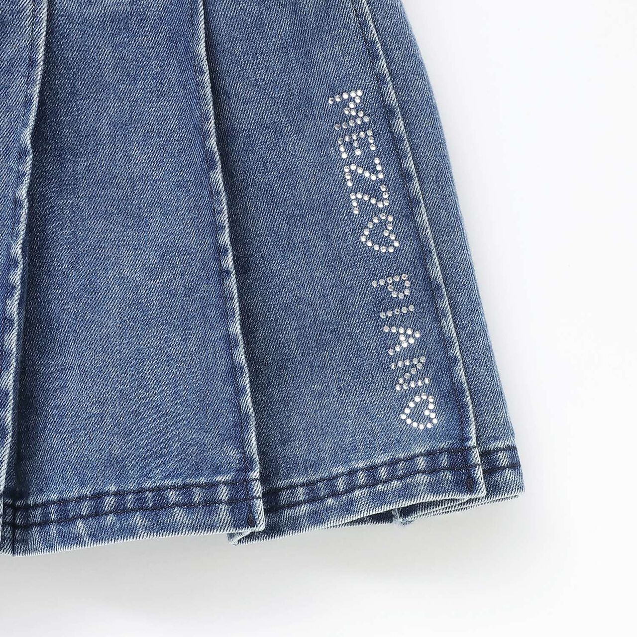 Pleated Skirt with Belt & Inner Pants Set,Blue, large image number 6