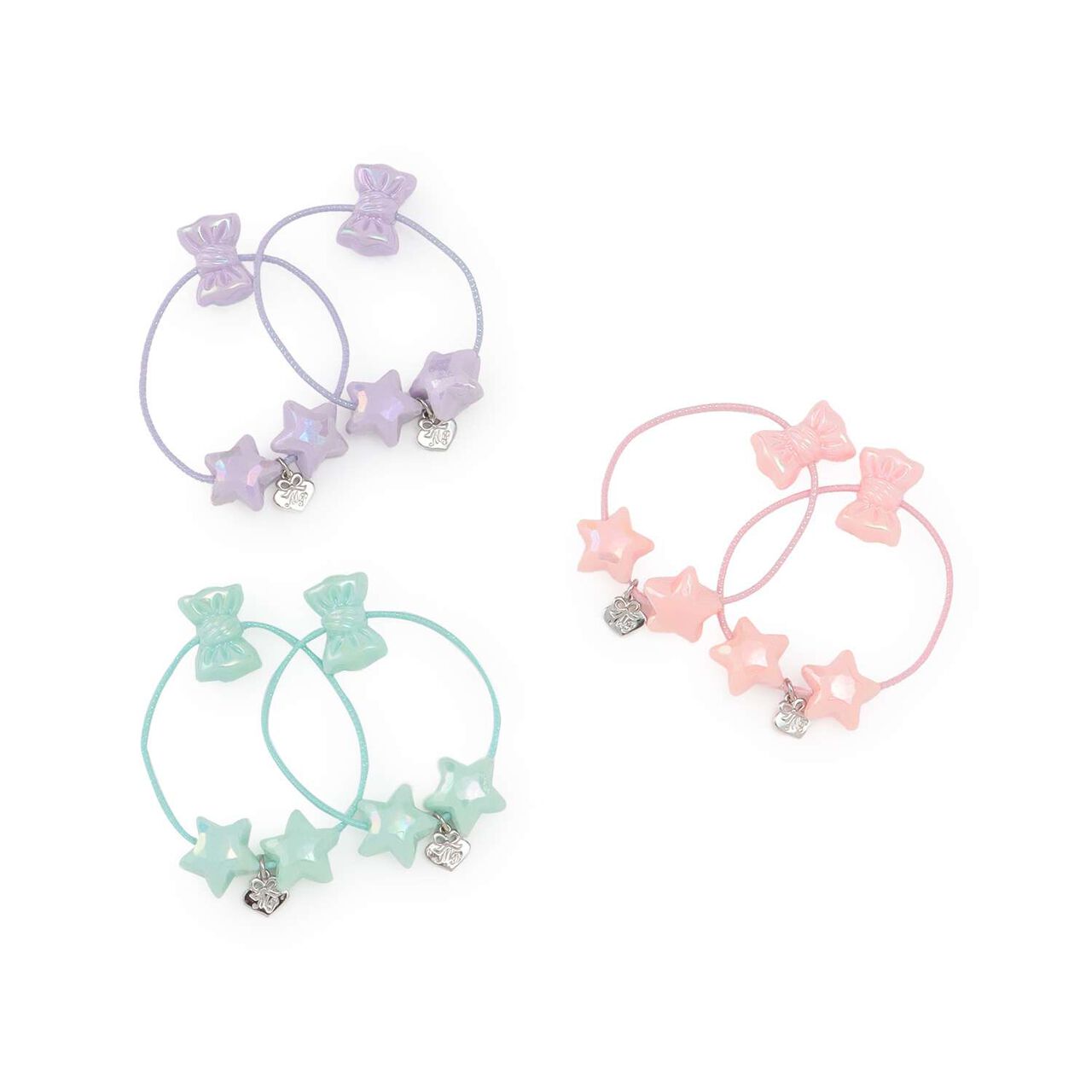 Ribbon & Star Hair Ponytail Holder Set of 2,Light pink, large image number 4