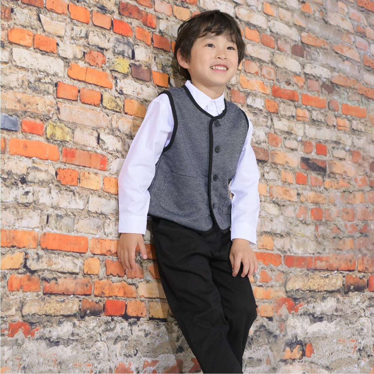 KPBOY Jacquard Herringbone Pattern Vest (90-130),Black, large image number 11