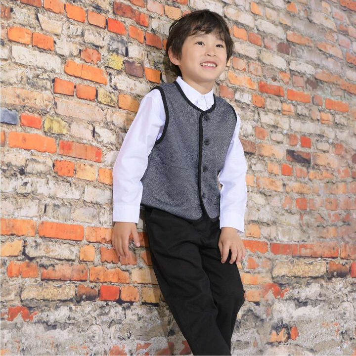 KPBOY Jacquard Herringbone Pattern Vest (90-130),Black, medium image number 11