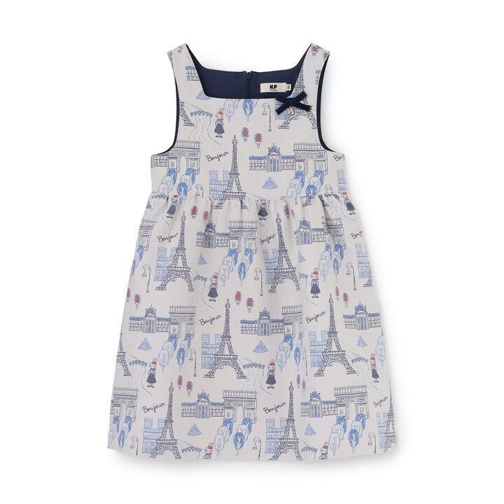 [Made in Japan] Paris Pattern Jacquard Jumper Skirt,Ivory, medium image number 2