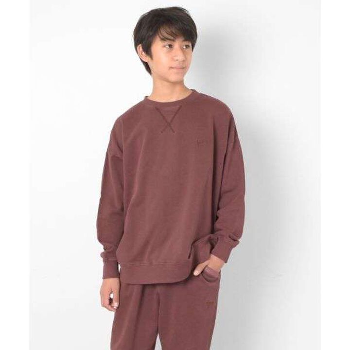 Fleece Pigment Big Sweatshirt,Deep red, medium image number 0