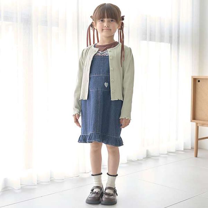 Soft Denim Heart Embroidery Jumper Skirt,Blue, medium image number 14