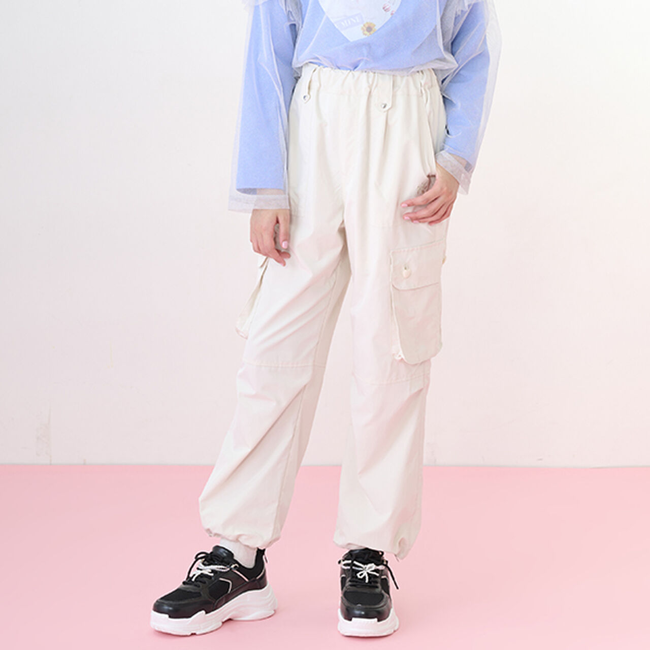 2 WAY Cargo Pants with Heart Button Pocket [Functional Material],Ivory, large image number 0