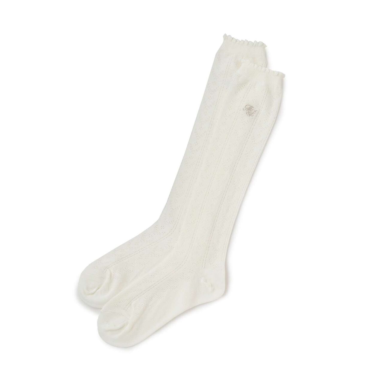 Lace Knit Knee-High Socks,Off white, large image number 7