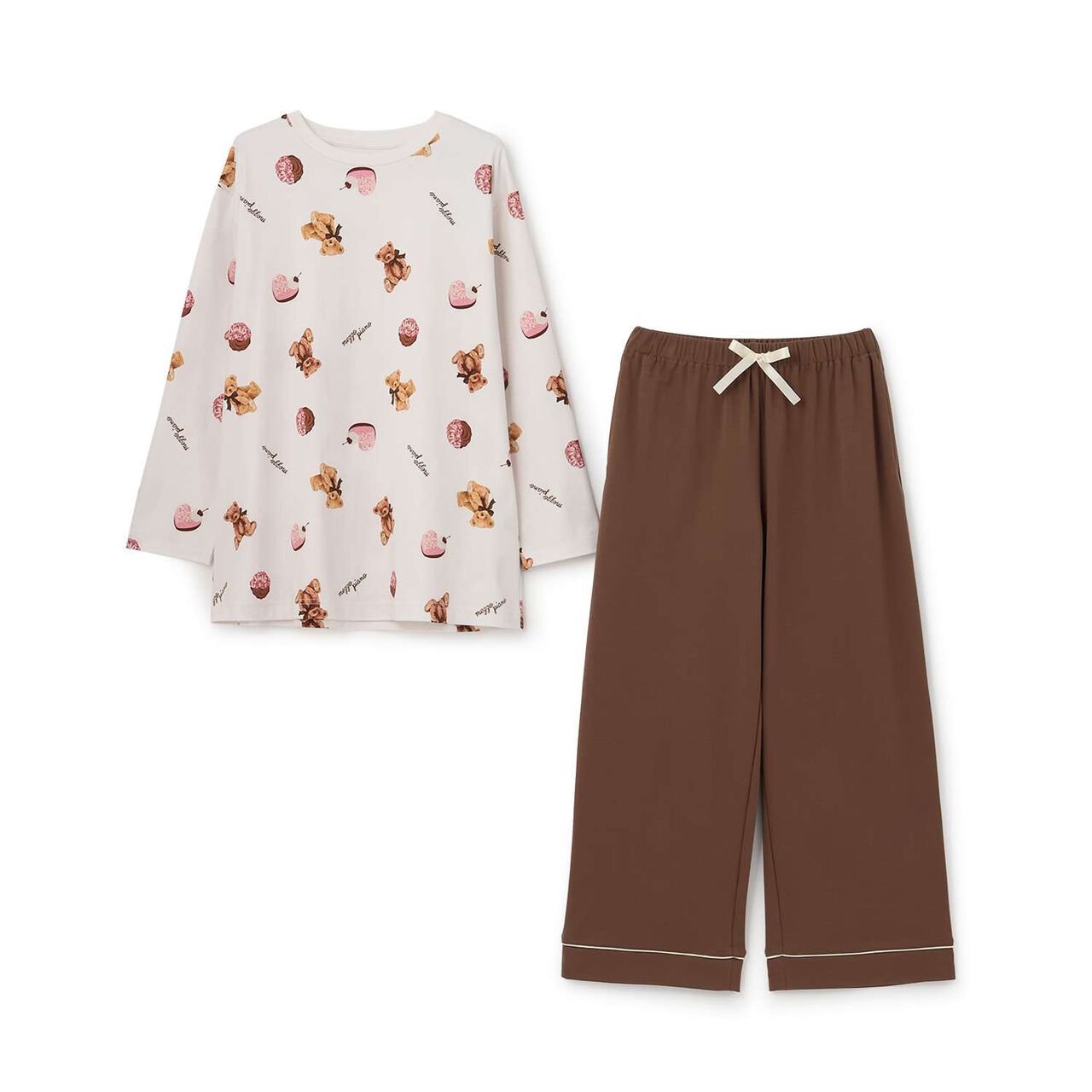 [Shea Butter] Sweets Bear Pattern Room Wear Set,Ivory, large image number 6