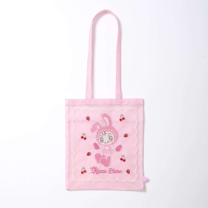 Berrie-chan Embroidered Mesh Tote,Pink, medium image number 8