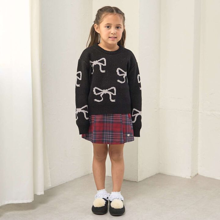 Short Lame Ribbon Sweater,Sax blue, medium image number 16