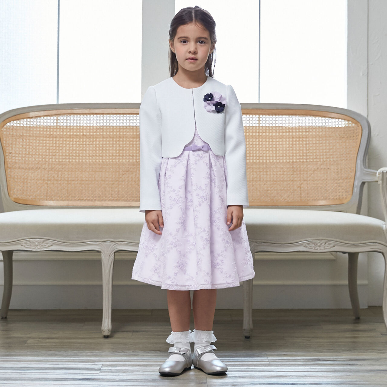 [Formal] Lace OP + No Collar JK Set,Lavender, large image number 0