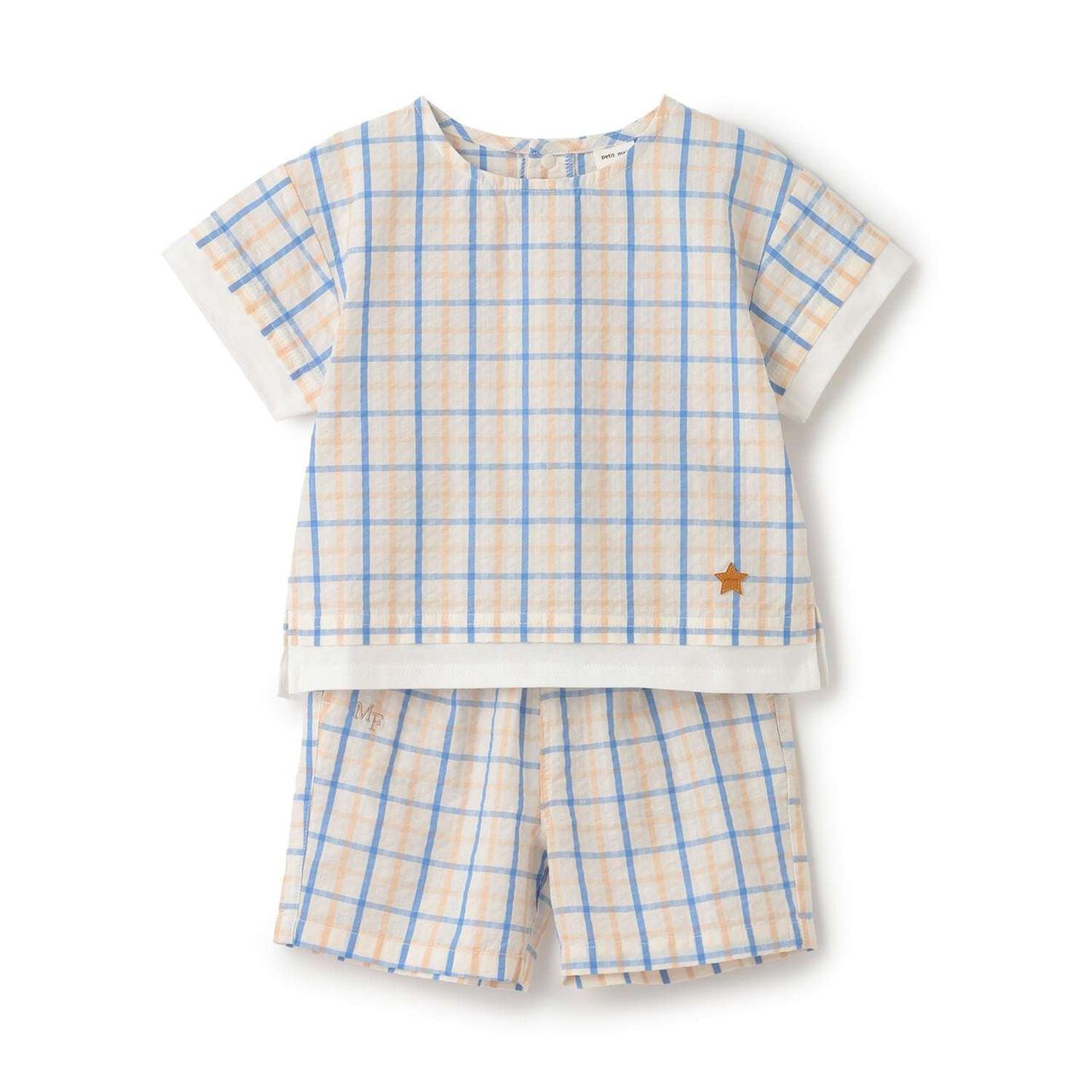 [Fujimoto Miki Collaboration] Boys Checkered Outfit Set,Pearl white, large image number 5