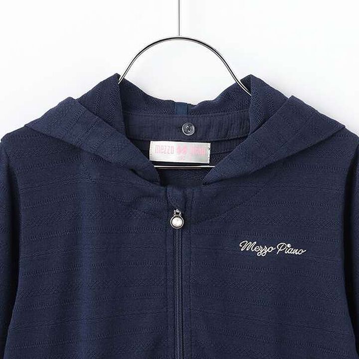 Lace Pattern Zip Parka,Off white, medium image number 6