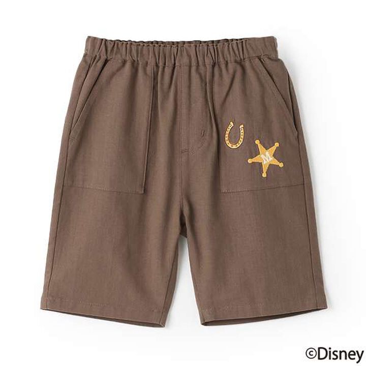 [Disney] Embroidered Half Pants,Brown, medium image number 5