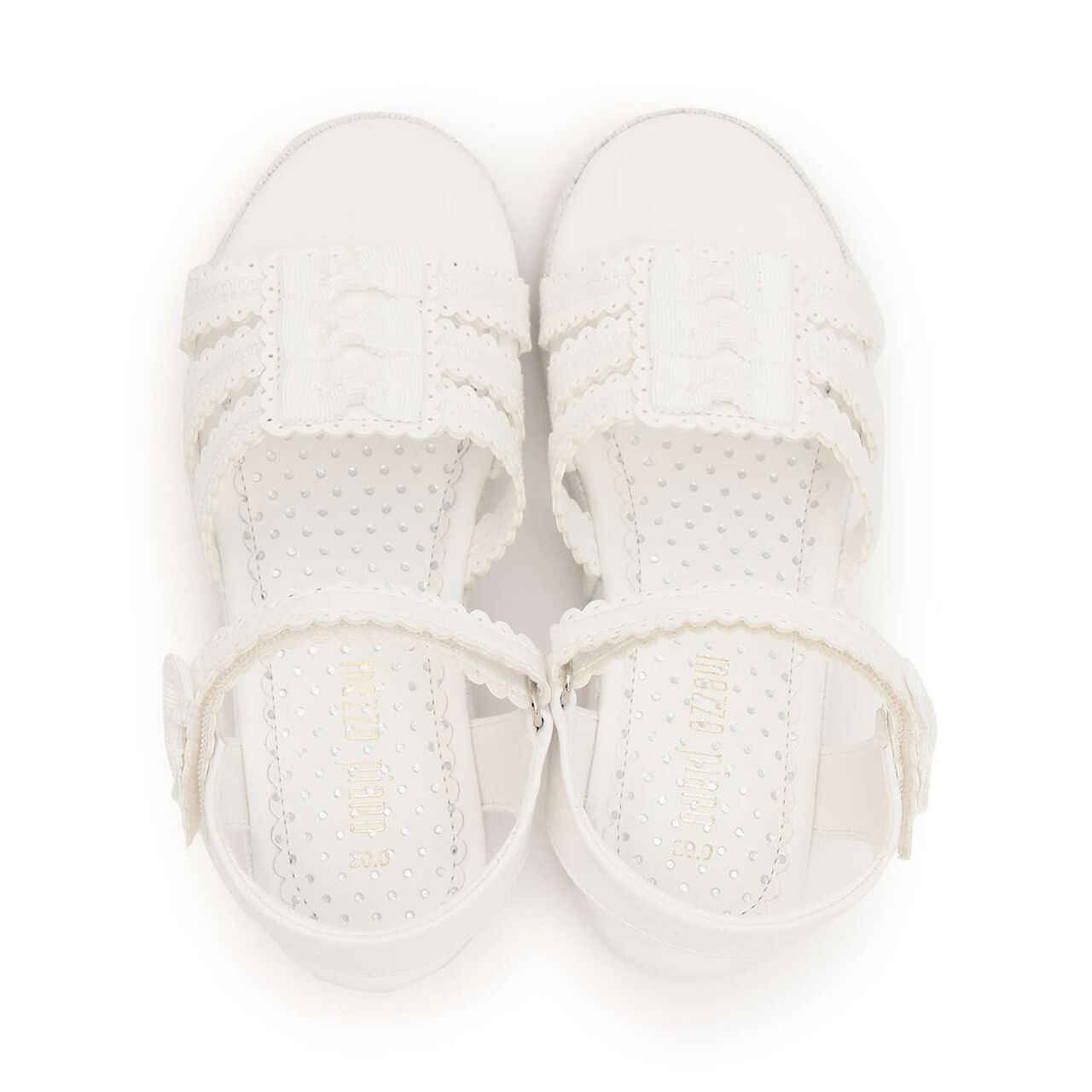 Ribbon Wedge Heel Sandals,White, large image number 4