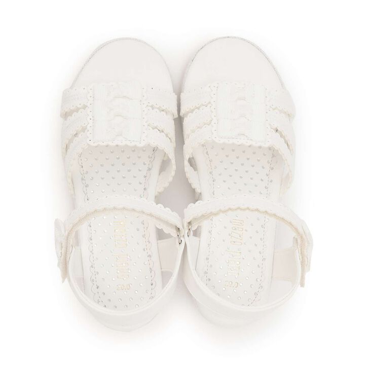 Ribbon Wedge Heel Sandals,White, medium image number 4