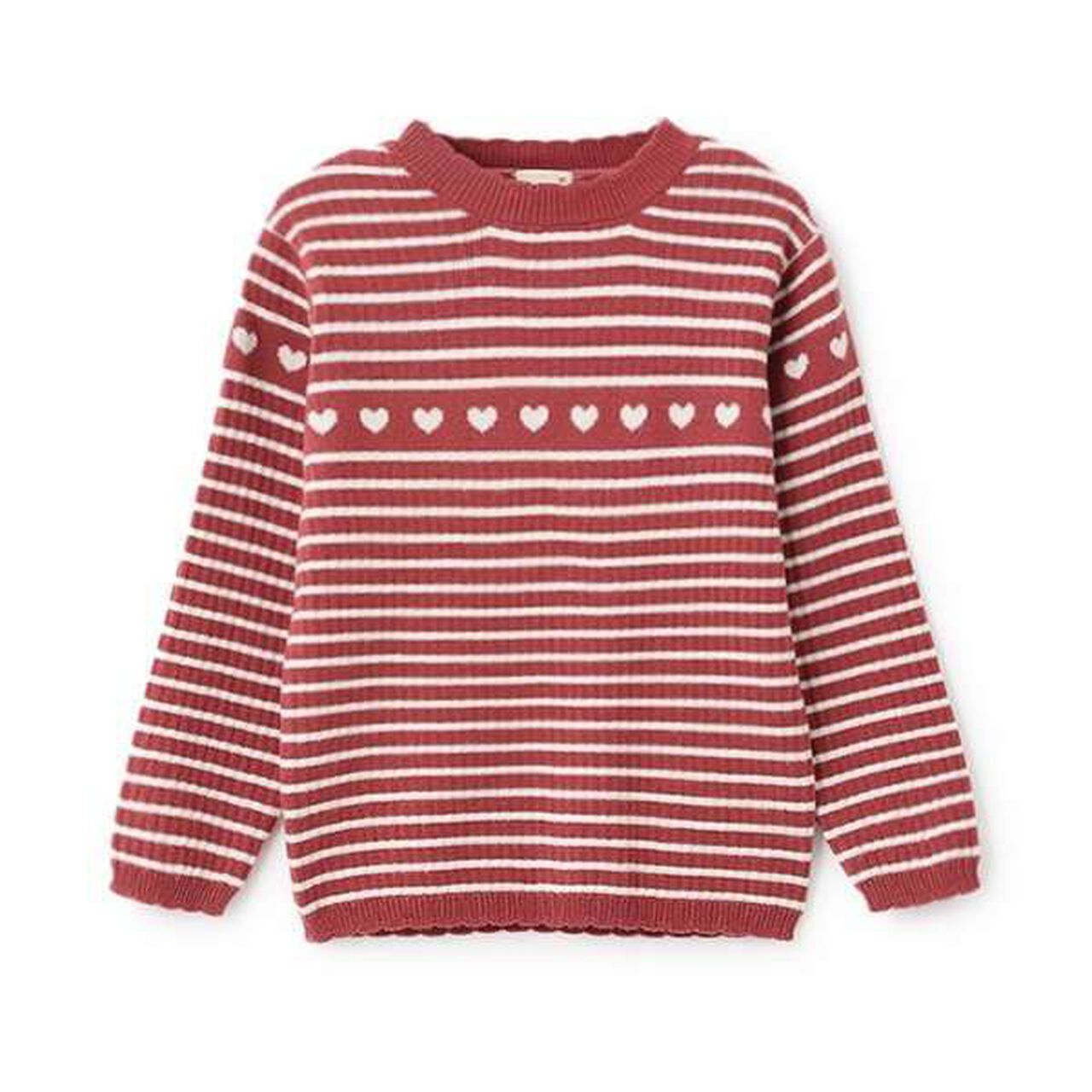 Fluffy Heart Rib Knit,Red, large image number 0