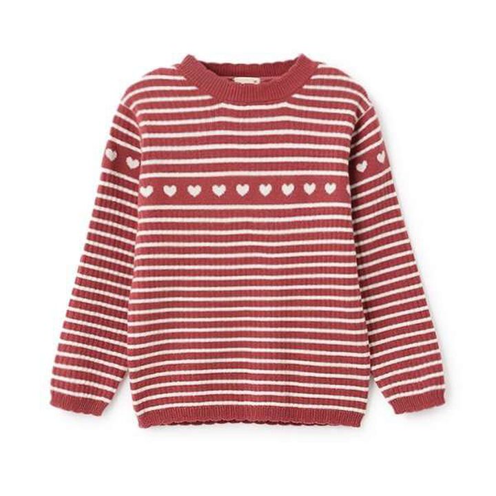Fluffy Heart Rib Knit,Red, medium image number 0