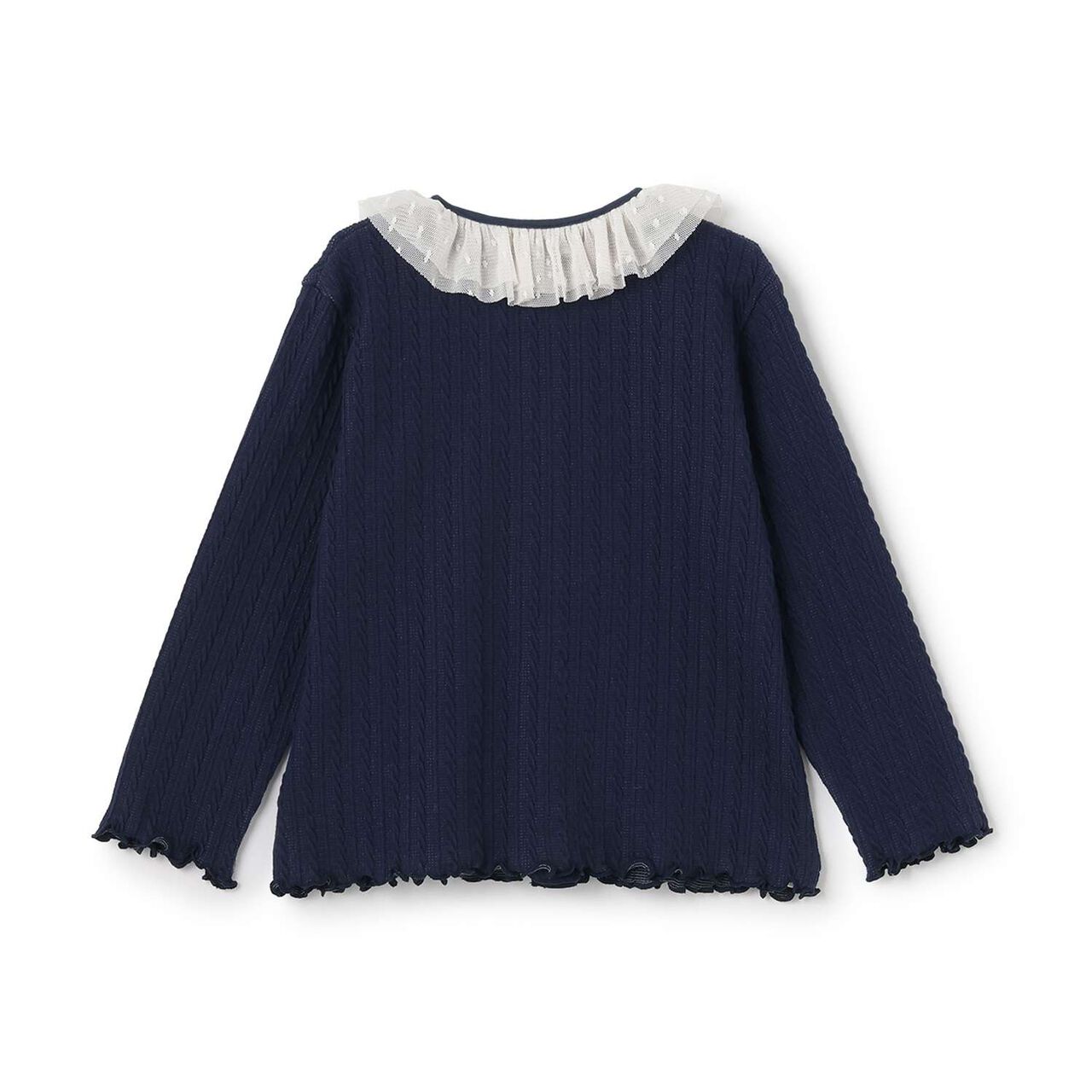 Cable Frill Cardigan [Made in Japan],Navy, large image number 1