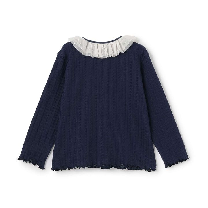 Cable Frill Cardigan [Made in Japan],Navy, medium image number 1