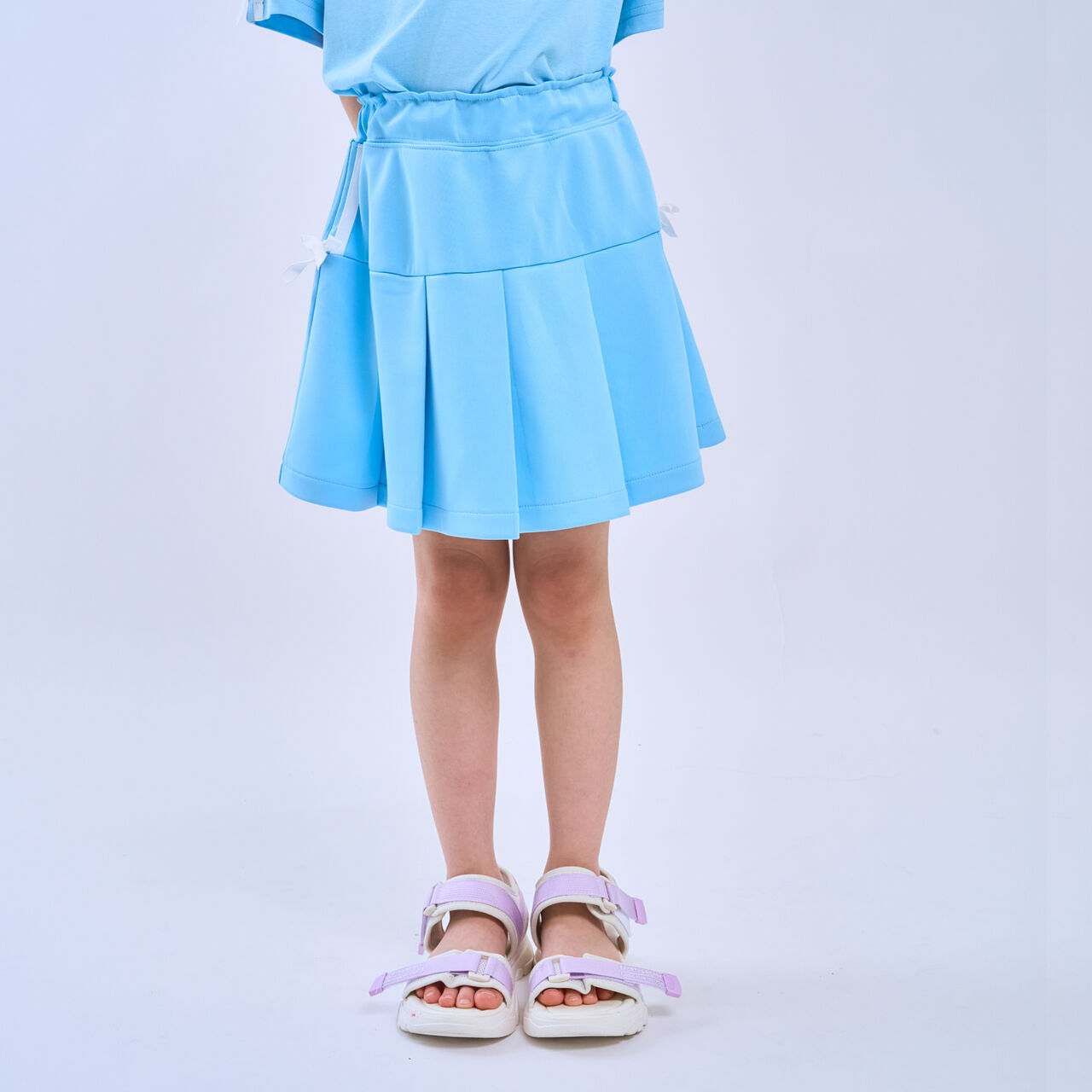 [Cool Touch] Ribbon Line Tuck Skirt with Inner Shorts,Turquoise, large image number 2