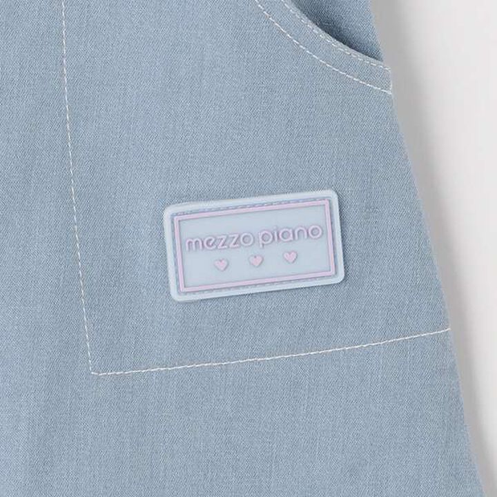 Gradient Denim Logo Tape Overall Skirt,Mint, medium image number 5