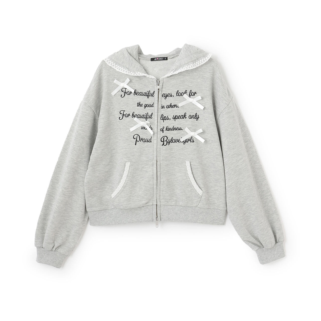 Lace Point Hoodie,Medium gray, large image number 4