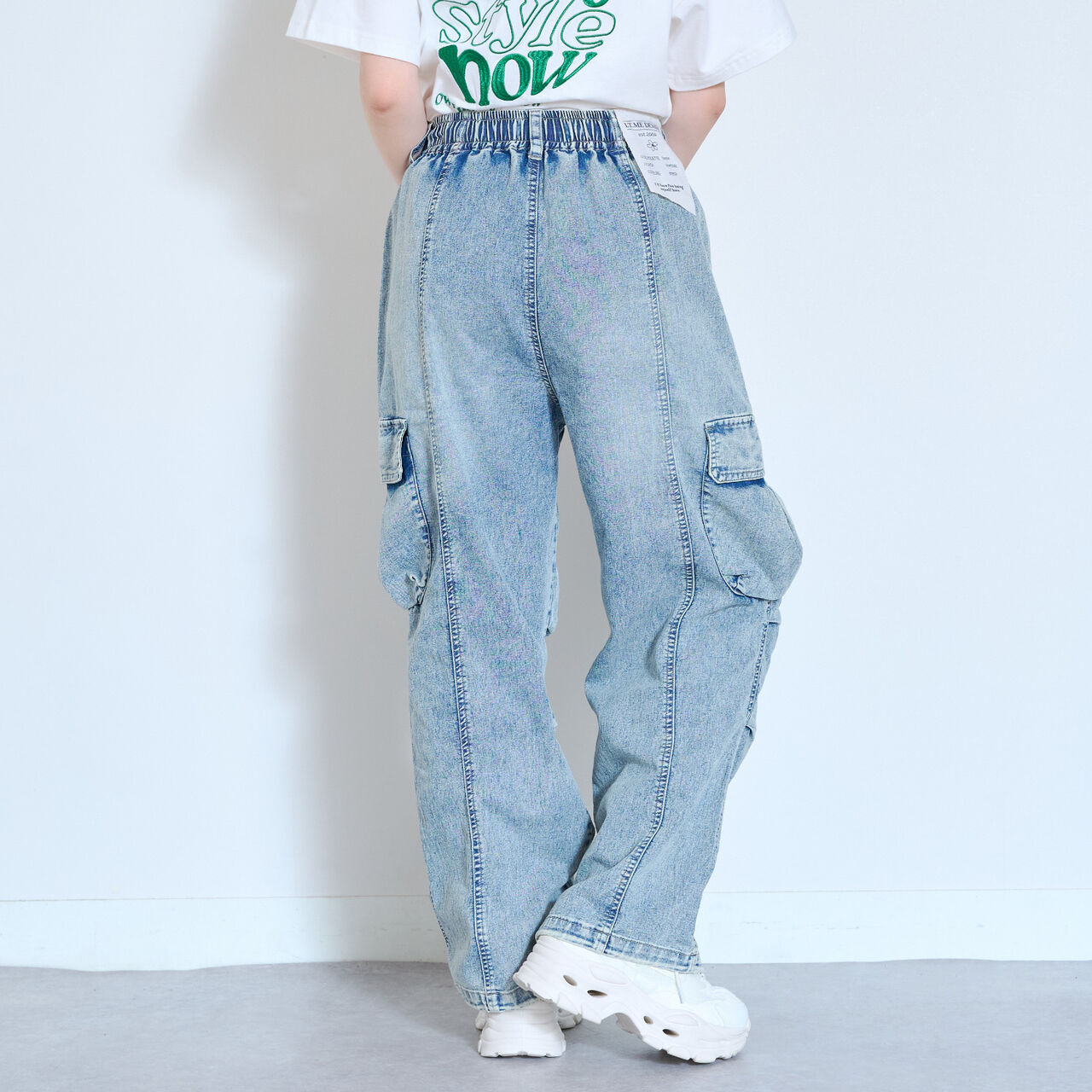 [LTXC/ME DENIM] Stretch Quick-Dry Denim Cargo Pants with Belt Loops,Blue, large image number 9