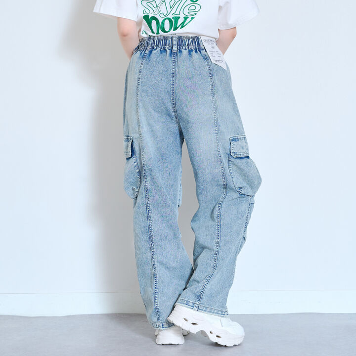 [LTXC/ME DENIM] Stretch Quick-Dry Denim Cargo Pants with Belt Loops,Blue, medium image number 9