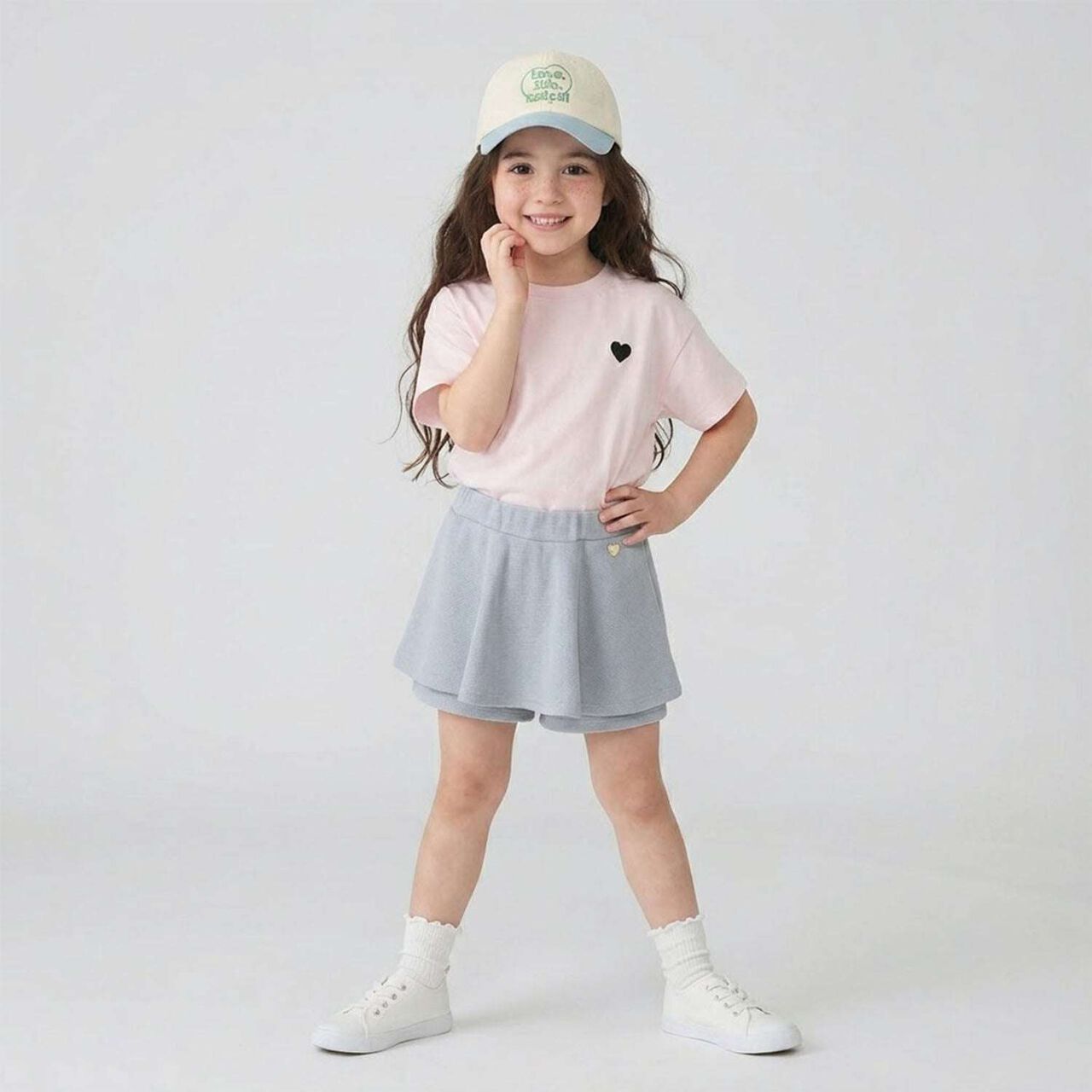 [100% Cotton] Heavy Rotation A-Line T-Shirt 2-Piece Set for Girls Kids,Dark red, large image number 22